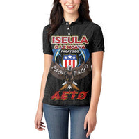 American Samoa Fautasi Women Polo Shirt Pago Pago Aeto and Iseula o le Moana of Fagatogo Black Color - Polynesian Pride