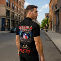 American Samoa Fautasi Zipper Polo Shirt Pago Pago Aeto and Iseula o le Moana of Fagatogo Black Color - Polynesian Pride