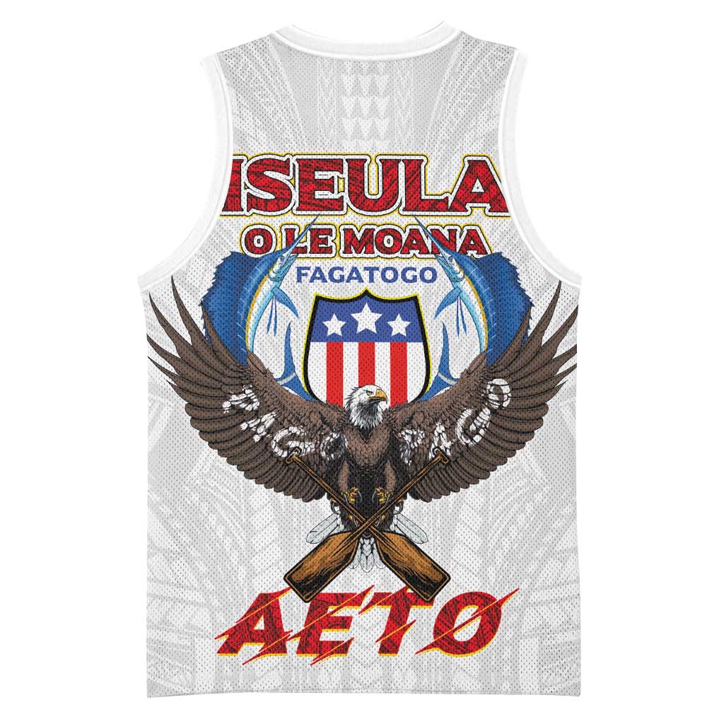American Samoa Fautasi Basketball Jersey Pago Pago Aeto and Iseula o le Moana of Fagatogo White Color - Polynesian Pride