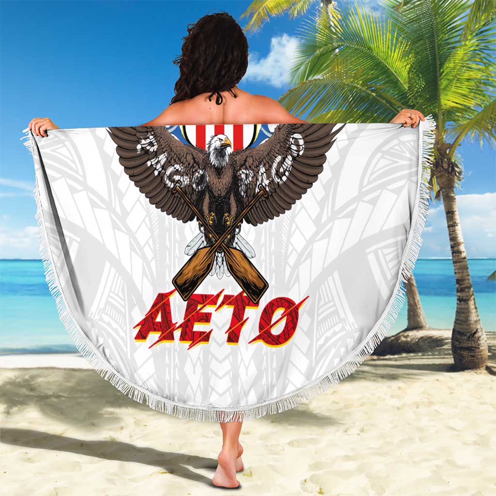 American Samoa Fautasi Beach Blanket Pago Pago Aeto and Iseula o le Moana of Fagatogo White Color - Polynesian Pride