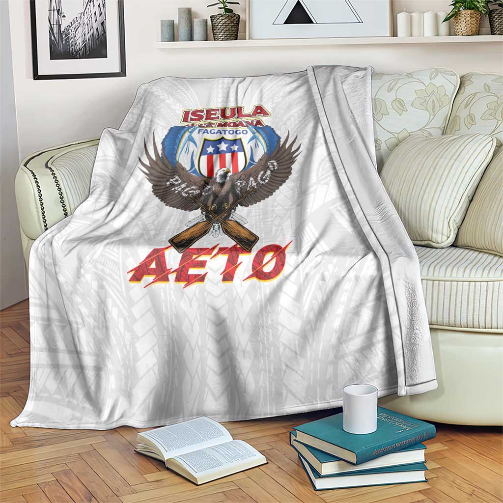 American Samoa Fautasi Blanket Pago Pago Aeto and Iseula o le Moana of Fagatogo White Color - Polynesian Pride