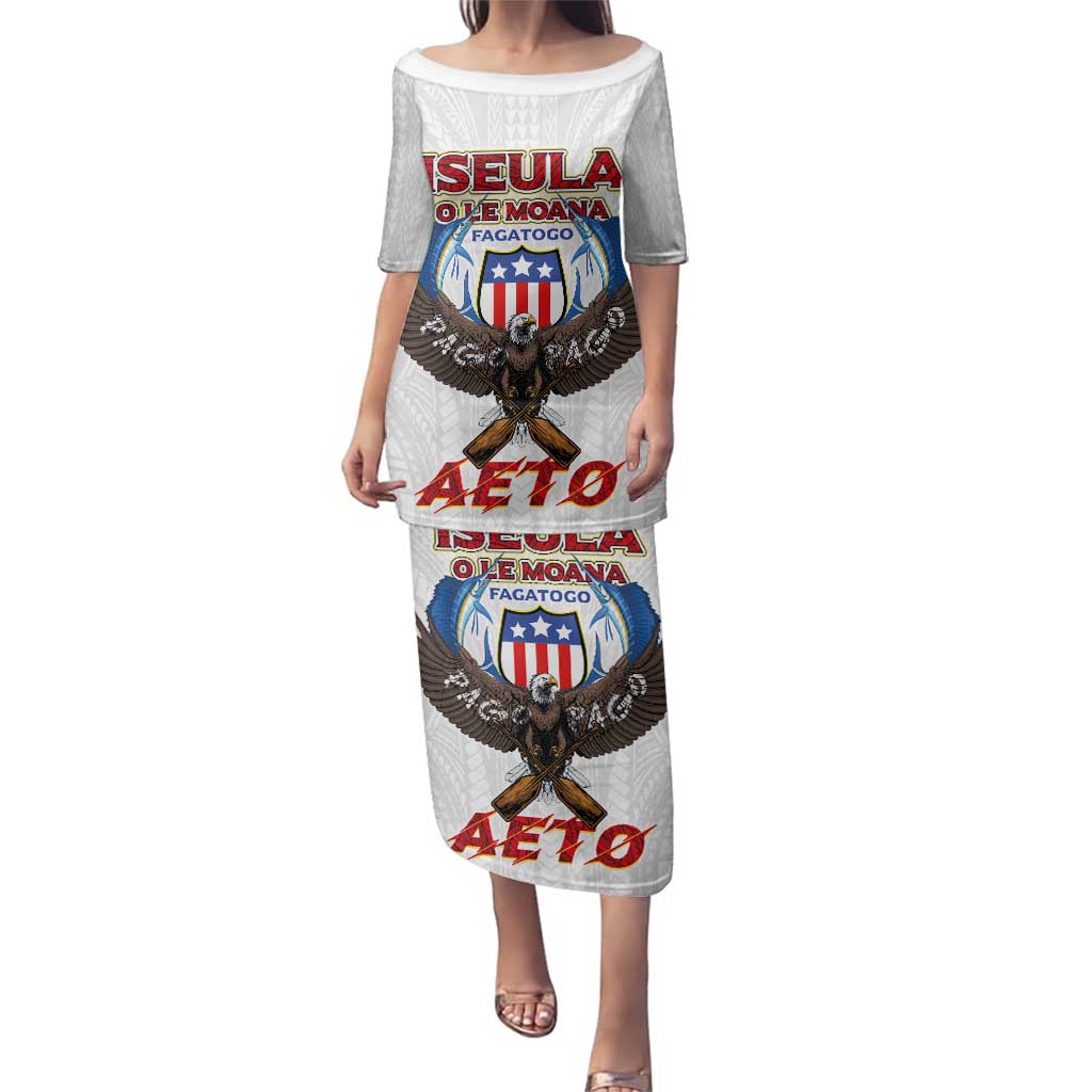 American Samoa Fautasi Family Matching Puletasi and Hawaiian Shirt Pago Pago Aeto and Iseula o le Moana of Fagatogo White Color - Polynesian Pride