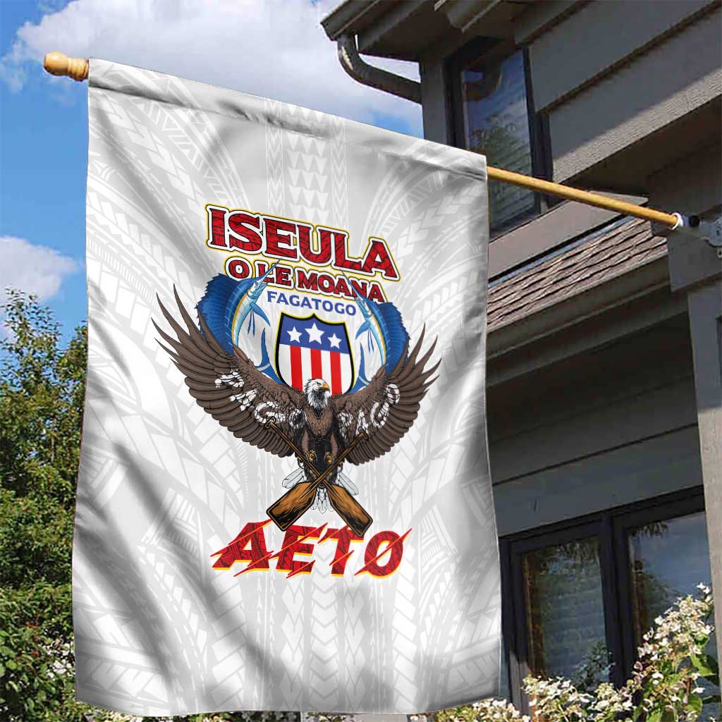 American Samoa Fautasi Garden Flag Pago Pago Aeto and Iseula o le Moana of Fagatogo White Color - Polynesian Pride