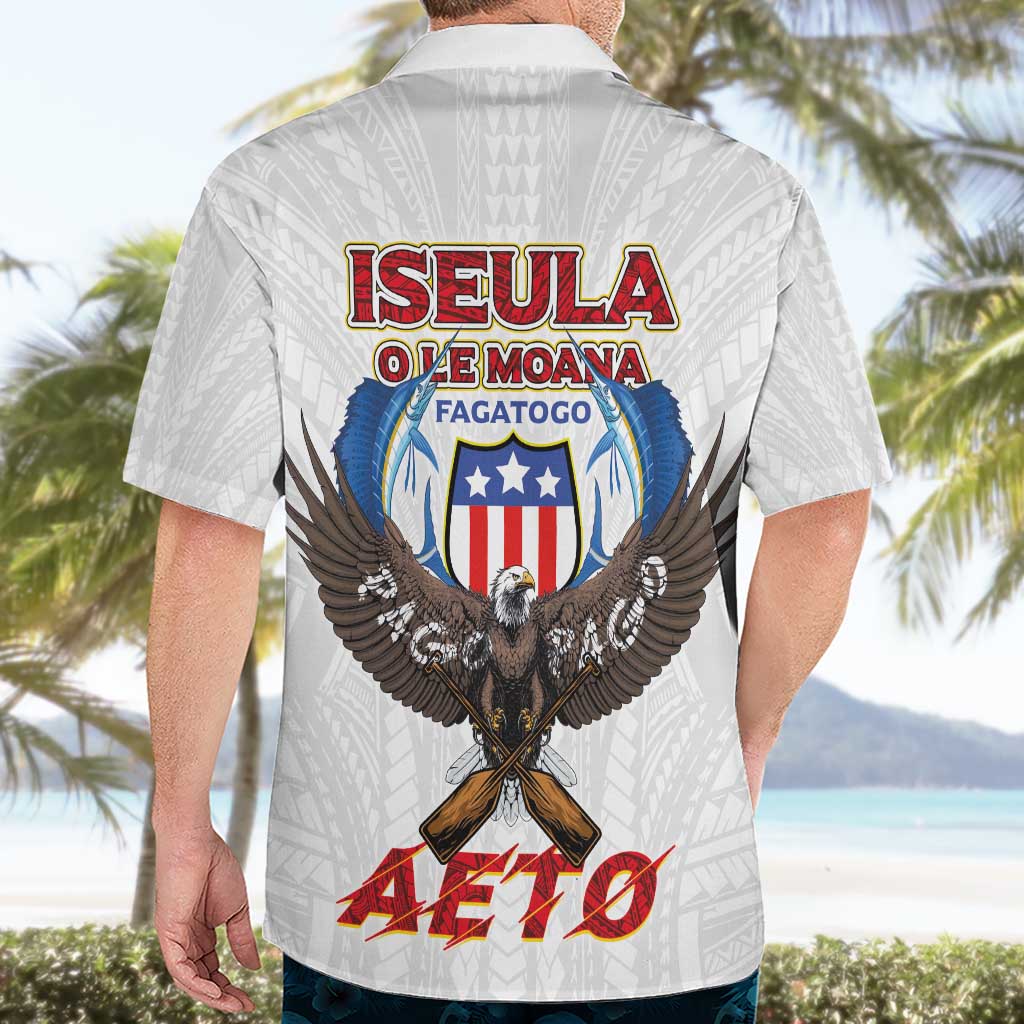 American Samoa Fautasi Hawaiian Shirt Pago Pago Aeto and Iseula o le Moana of Fagatogo White Color - Polynesian Pride