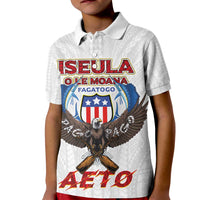 American Samoa Fautasi Kid Polo Shirt Pago Pago Aeto and Iseula o le Moana of Fagatogo White Color - Polynesian Pride