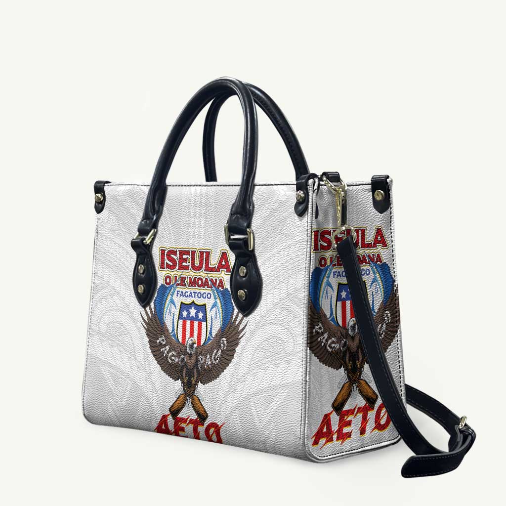American Samoa Fautasi Leather Bag Pago Pago Aeto and Iseula o le Moana of Fagatogo White Color - Polynesian Pride