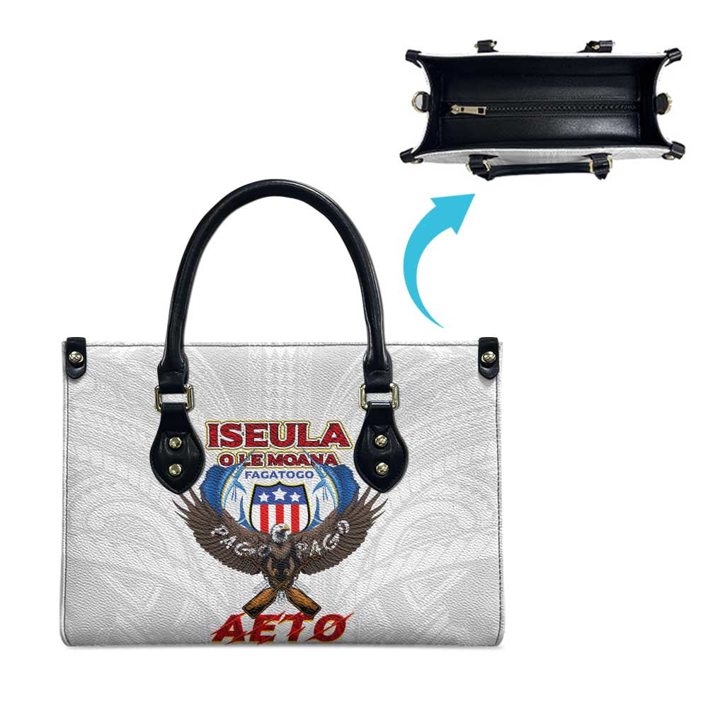 American Samoa Fautasi Leather Bag Pago Pago Aeto and Iseula o le Moana of Fagatogo White Color - Polynesian Pride