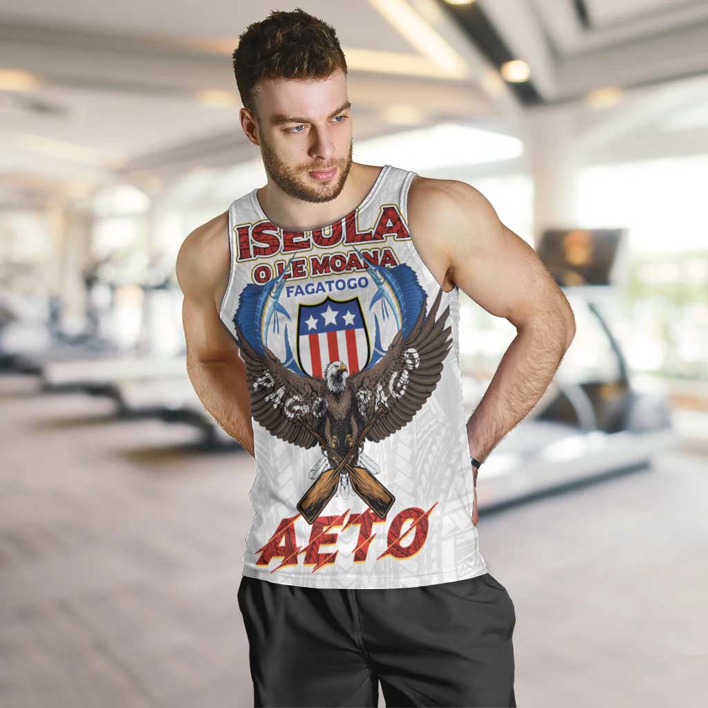 American Samoa Fautasi Men Tank Top Pago Pago Aeto and Iseula o le Moana of Fagatogo White Color - Polynesian Pride