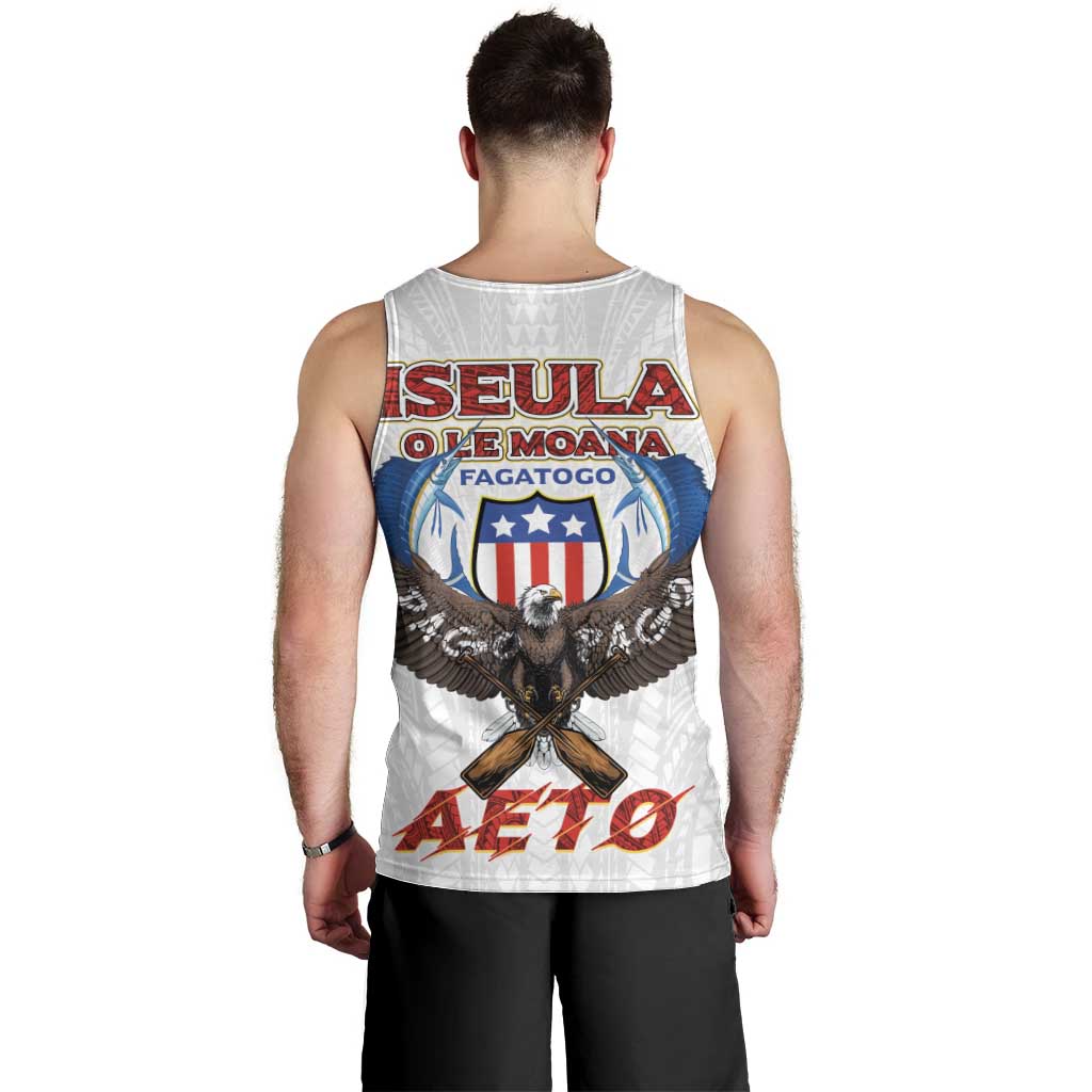 American Samoa Fautasi Men Tank Top Pago Pago Aeto and Iseula o le Moana of Fagatogo White Color - Polynesian Pride