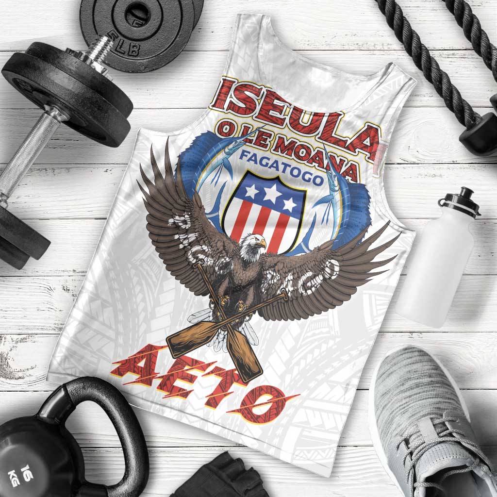 American Samoa Fautasi Men Tank Top Pago Pago Aeto and Iseula o le Moana of Fagatogo White Color - Polynesian Pride