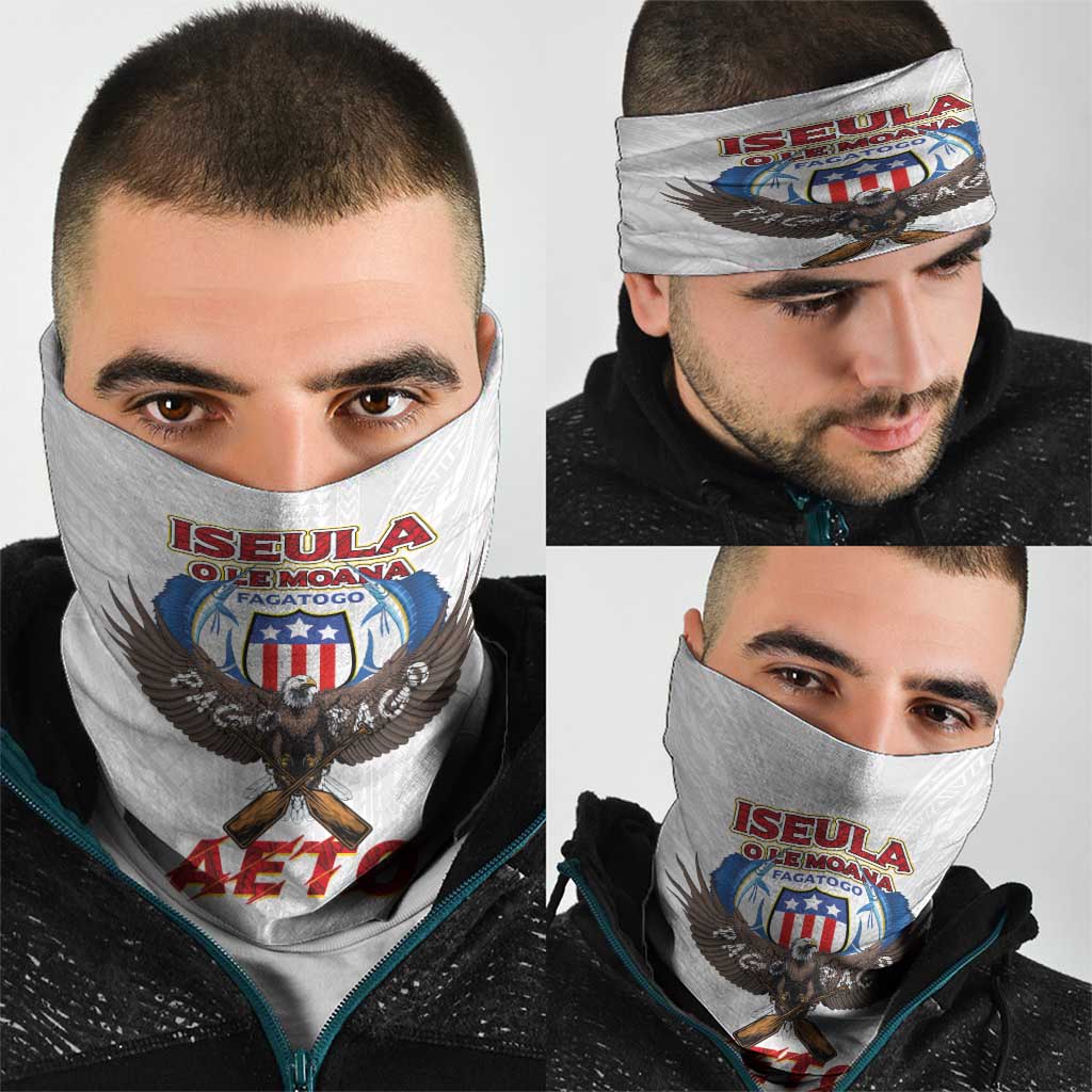 American Samoa Fautasi Neck Gaiter Pago Pago Aeto and Iseula o le Moana of Fagatogo White Color - Polynesian Pride