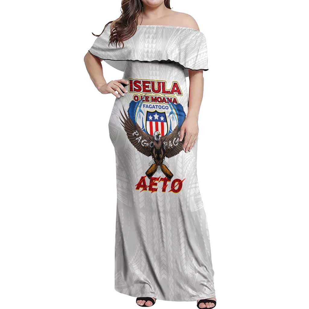 American Samoa Fautasi Off Shoulder Maxi Dress Pago Pago Aeto and Iseula o le Moana of Fagatogo White Color - Polynesian Pride