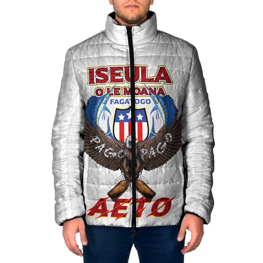 American Samoa Fautasi Padded Jacket Pago Pago Aeto and Iseula o le Moana of Fagatogo White Color - Polynesian Pride