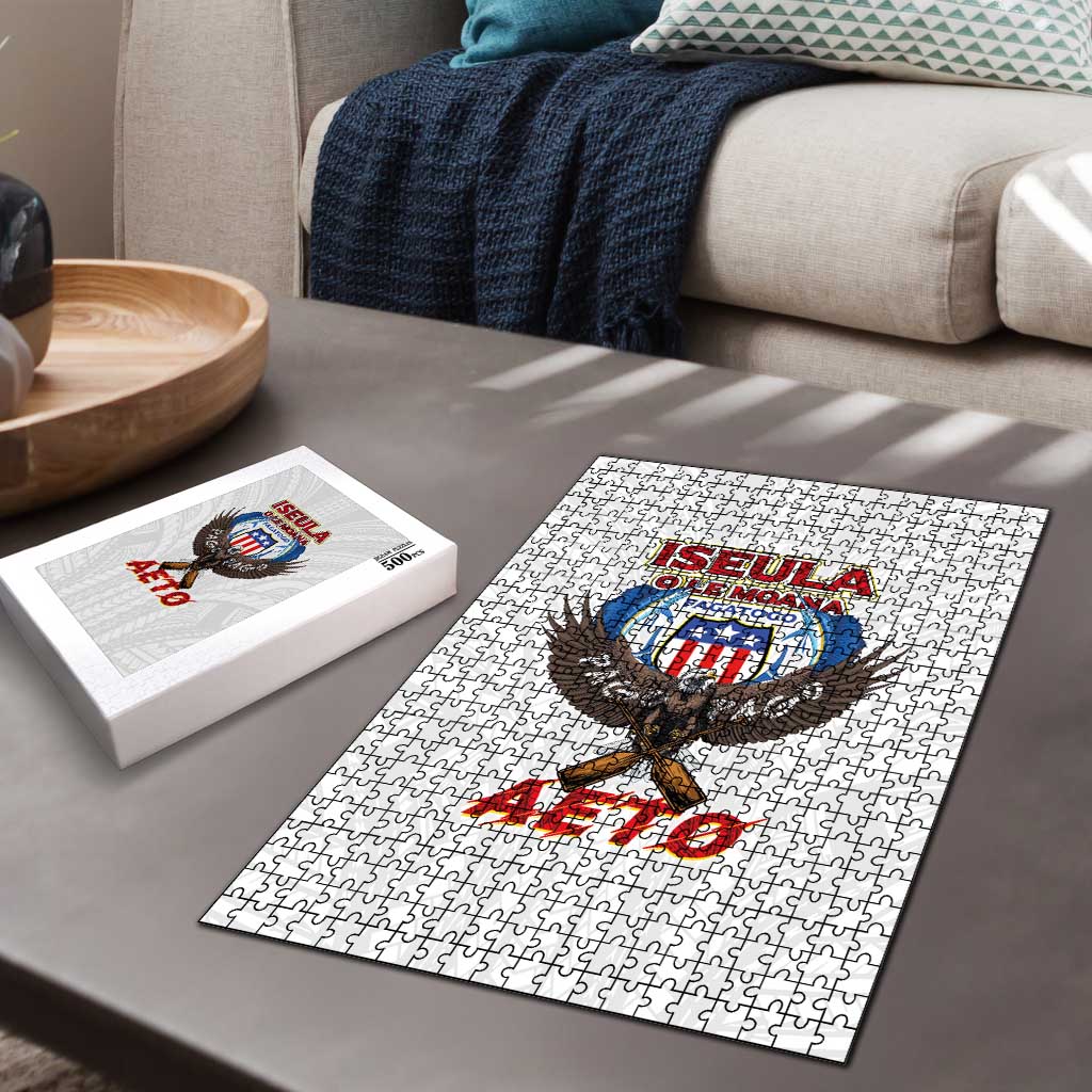 American Samoa Fautasi Puzzle Pago Pago Aeto and Iseula o le Moana of Fagatogo White Color - Polynesian Pride