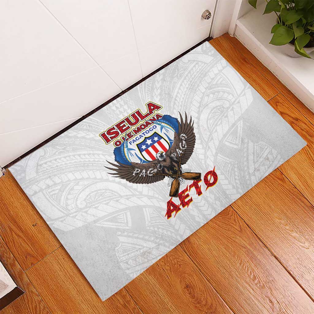 American Samoa Fautasi Rubber Doormat Pago Pago Aeto and Iseula o le Moana of Fagatogo White Color - Polynesian Pride