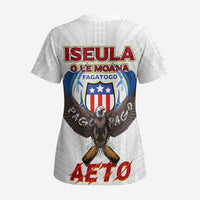American Samoa Fautasi Scrub Top Pago Pago Aeto and Iseula o le Moana of Fagatogo White Color - Polynesian Pride