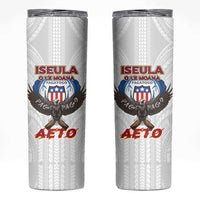 American Samoa Fautasi Skinny Tumbler Pago Pago Aeto and Iseula o le Moana of Fagatogo White Color - Polynesian Pride