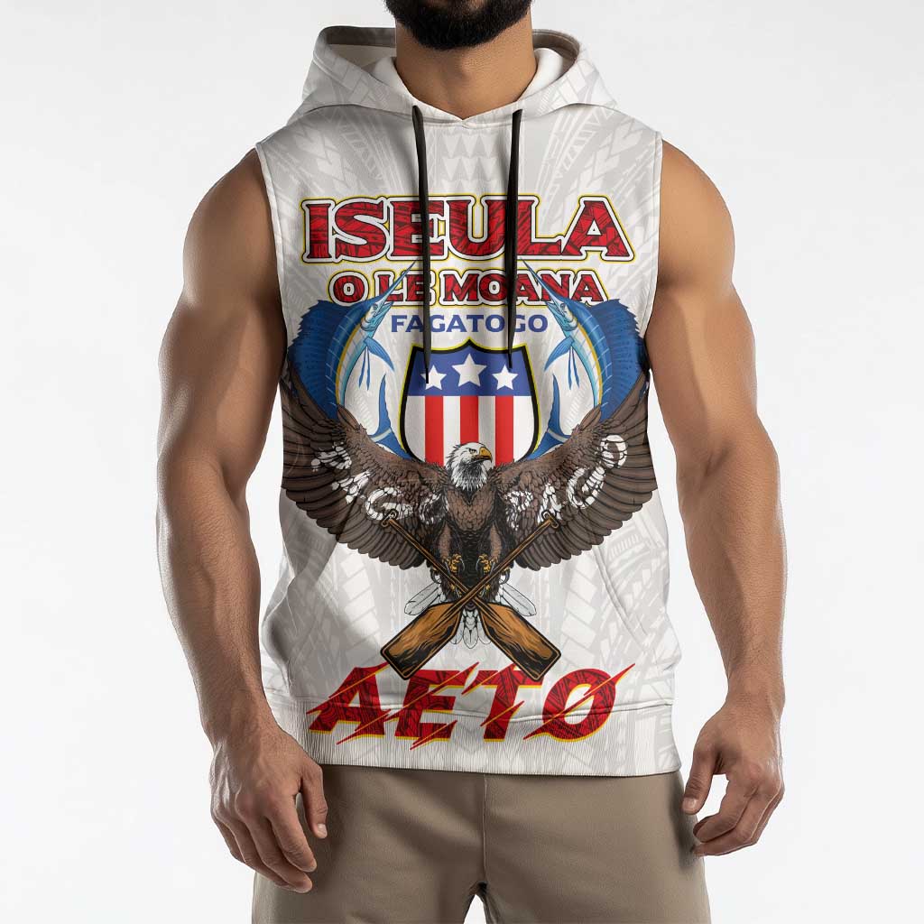 American Samoa Fautasi Sleeveless Hoodie Pago Pago Aeto and Iseula o le Moana of Fagatogo White Color - Polynesian Pride