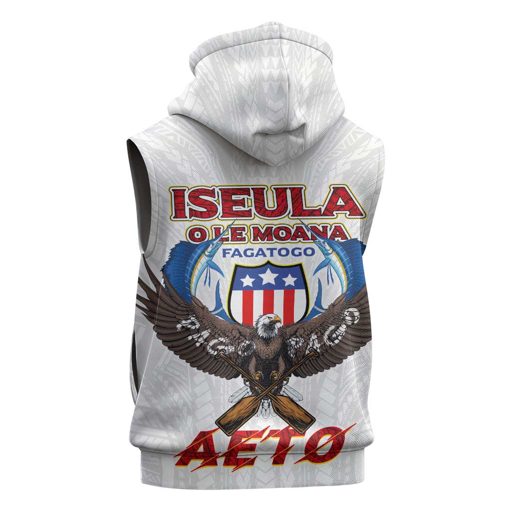 American Samoa Fautasi Sleeveless Zip Hoodie Pago Pago Aeto and Iseula o le Moana of Fagatogo White Color LT03