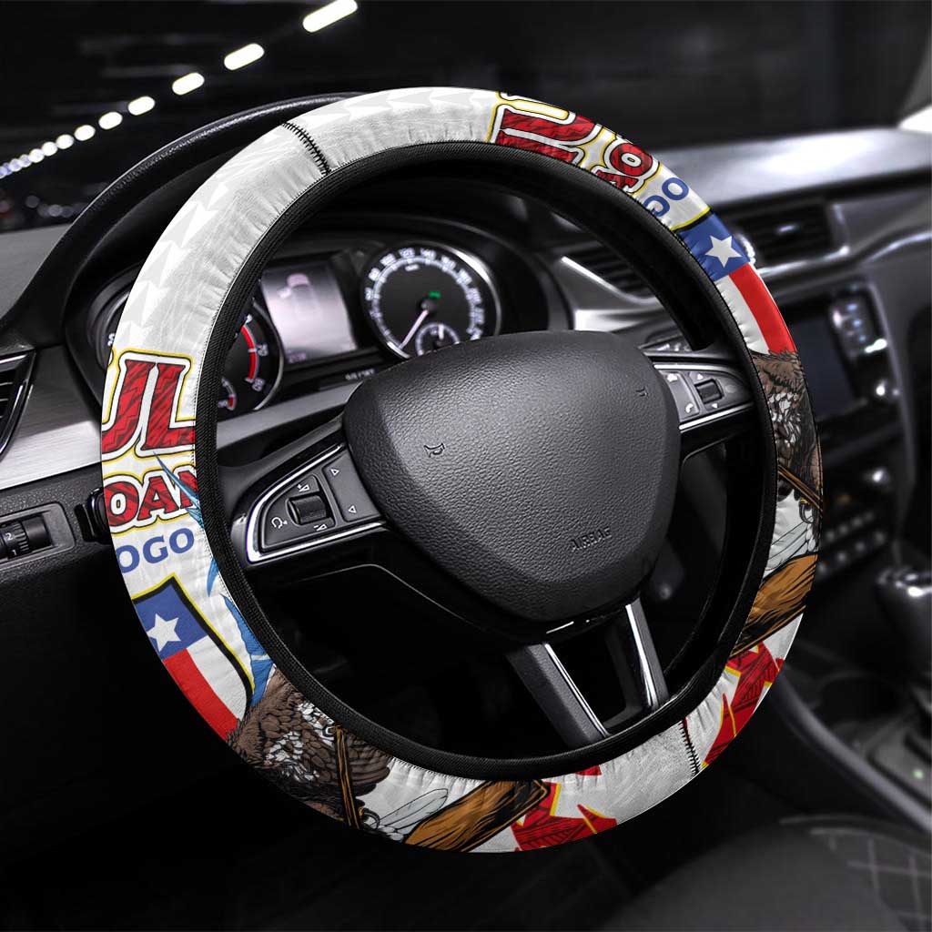 American Samoa Fautasi Steering Wheel Cover Pago Pago Aeto and Iseula o le Moana of Fagatogo White Color - Polynesian Pride