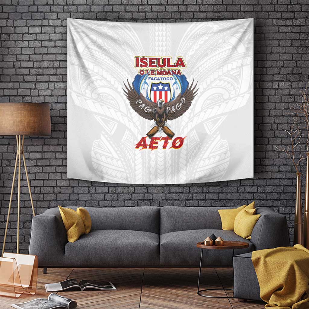 American Samoa Fautasi Tapestry Pago Pago Aeto and Iseula o le Moana of Fagatogo White Color - Polynesian Pride