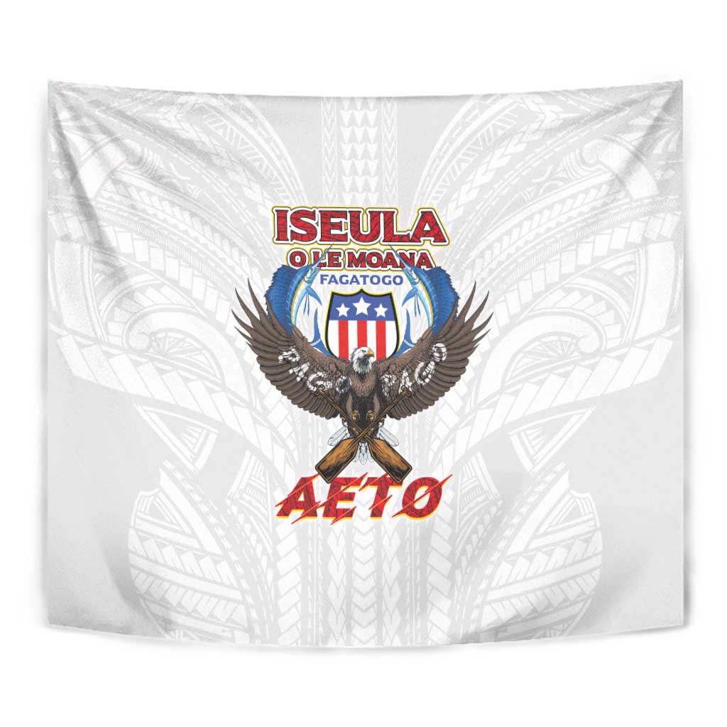 American Samoa Fautasi Tapestry Pago Pago Aeto and Iseula o le Moana of Fagatogo White Color - Polynesian Pride