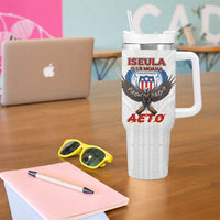 American Samoa Fautasi Tumbler With Handle Pago Pago Aeto and Iseula o le Moana of Fagatogo White Color - Polynesian Pride