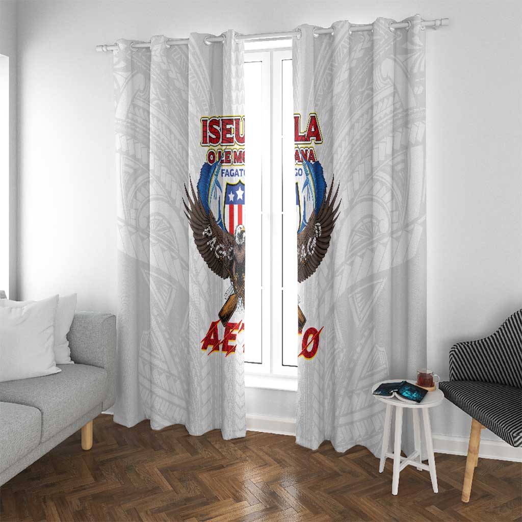 American Samoa Fautasi Window Curtain Pago Pago Aeto and Iseula o le Moana of Fagatogo White Color - Polynesian Pride