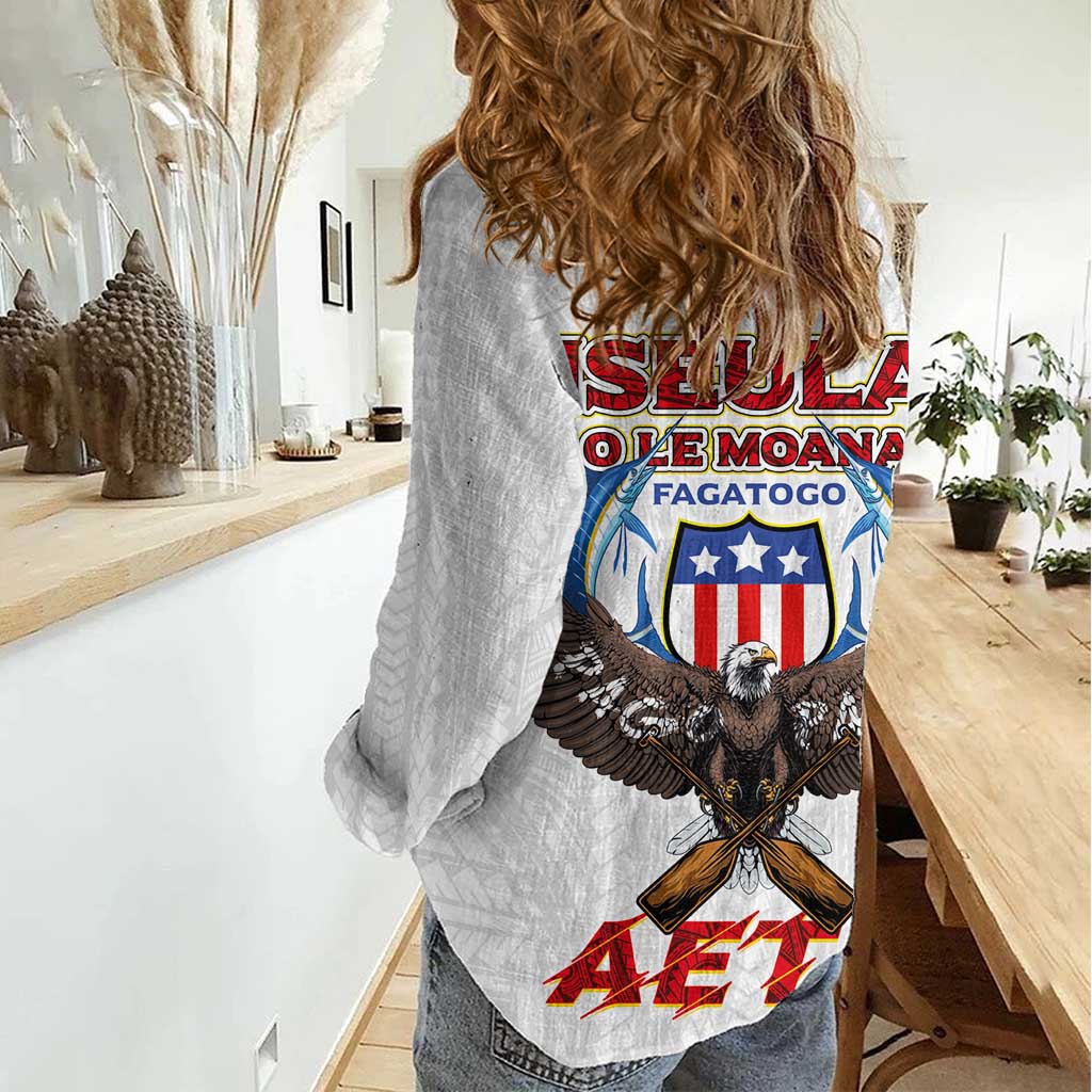 American Samoa Fautasi Women Casual Shirt Pago Pago Aeto and Iseula o le Moana of Fagatogo White Color - Polynesian Pride