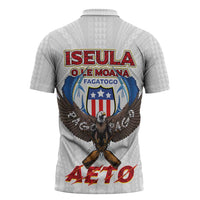 American Samoa Fautasi Zipper Polo Shirt Pago Pago Aeto and Iseula o le Moana of Fagatogo White Color - Polynesian Pride