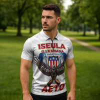 American Samoa Fautasi Zipper Polo Shirt Pago Pago Aeto and Iseula o le Moana of Fagatogo White Color - Polynesian Pride