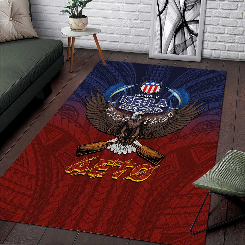 American Samoa Fautasi Area Rug Pago Pago Aeto and Iseula o le Moana of Fagatogo Red-Blue - Polynesian Pride
