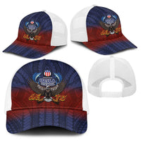 American Samoa Fautasi Baseball Net Cap Pago Pago Aeto and Iseula o le Moana of Fagatogo Red-Blue - Polynesian Pride