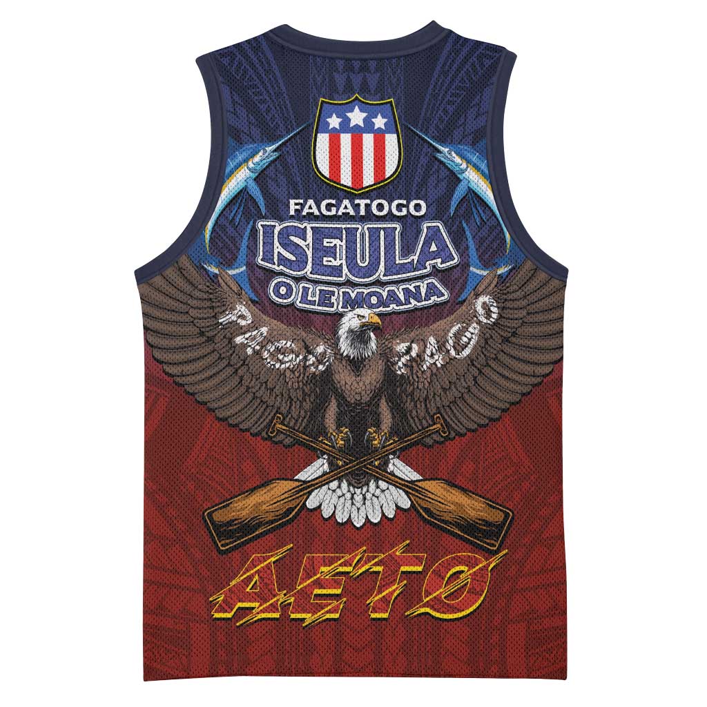 American Samoa Fautasi Basketball Jersey Pago Pago Aeto and Iseula o le Moana of Fagatogo Red-Blue - Polynesian Pride