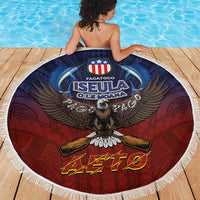 American Samoa Fautasi Beach Blanket Pago Pago Aeto and Iseula o le Moana of Fagatogo Red-Blue - Polynesian Pride