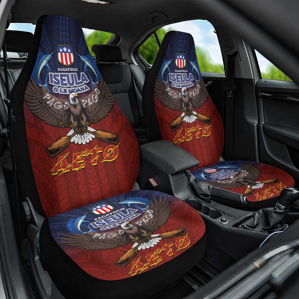 American Samoa Fautasi Car Seat Cover Pago Pago Aeto and Iseula o le Moana of Fagatogo Red-Blue - Polynesian Pride