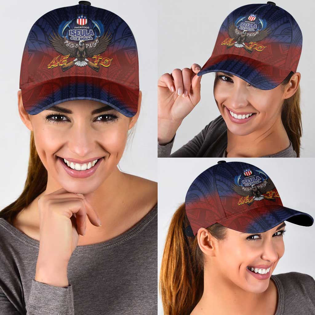 American Samoa Fautasi Classic Cap Pago Pago Aeto and Iseula o le Moana of Fagatogo Red-Blue - Polynesian Pride