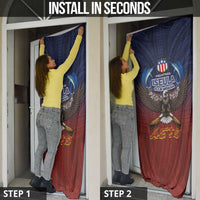 American Samoa Fautasi Door Cover Pago Pago Aeto and Iseula o le Moana of Fagatogo Red-Blue - Polynesian Pride