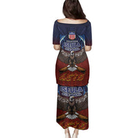 American Samoa Fautasi Family Matching Puletasi and Hawaiian Shirt Pago Pago Aeto and Iseula o le Moana of Fagatogo Red-Blue - Polynesian Pride