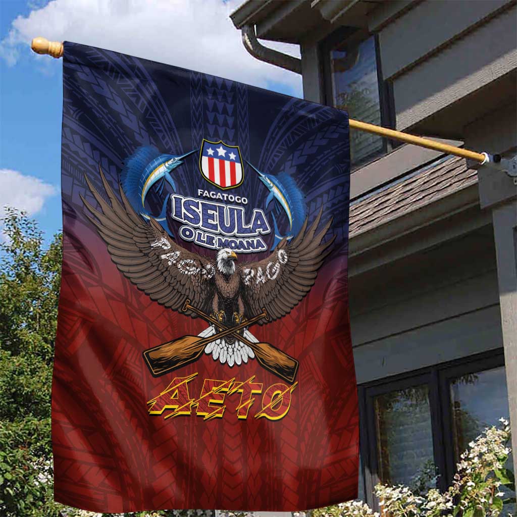 American Samoa Fautasi Garden Flag Pago Pago Aeto and Iseula o le Moana of Fagatogo Red-Blue - Polynesian Pride