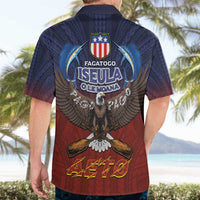 American Samoa Fautasi Hawaiian Shirt Pago Pago Aeto and Iseula o le Moana of Fagatogo Red-Blue - Polynesian Pride