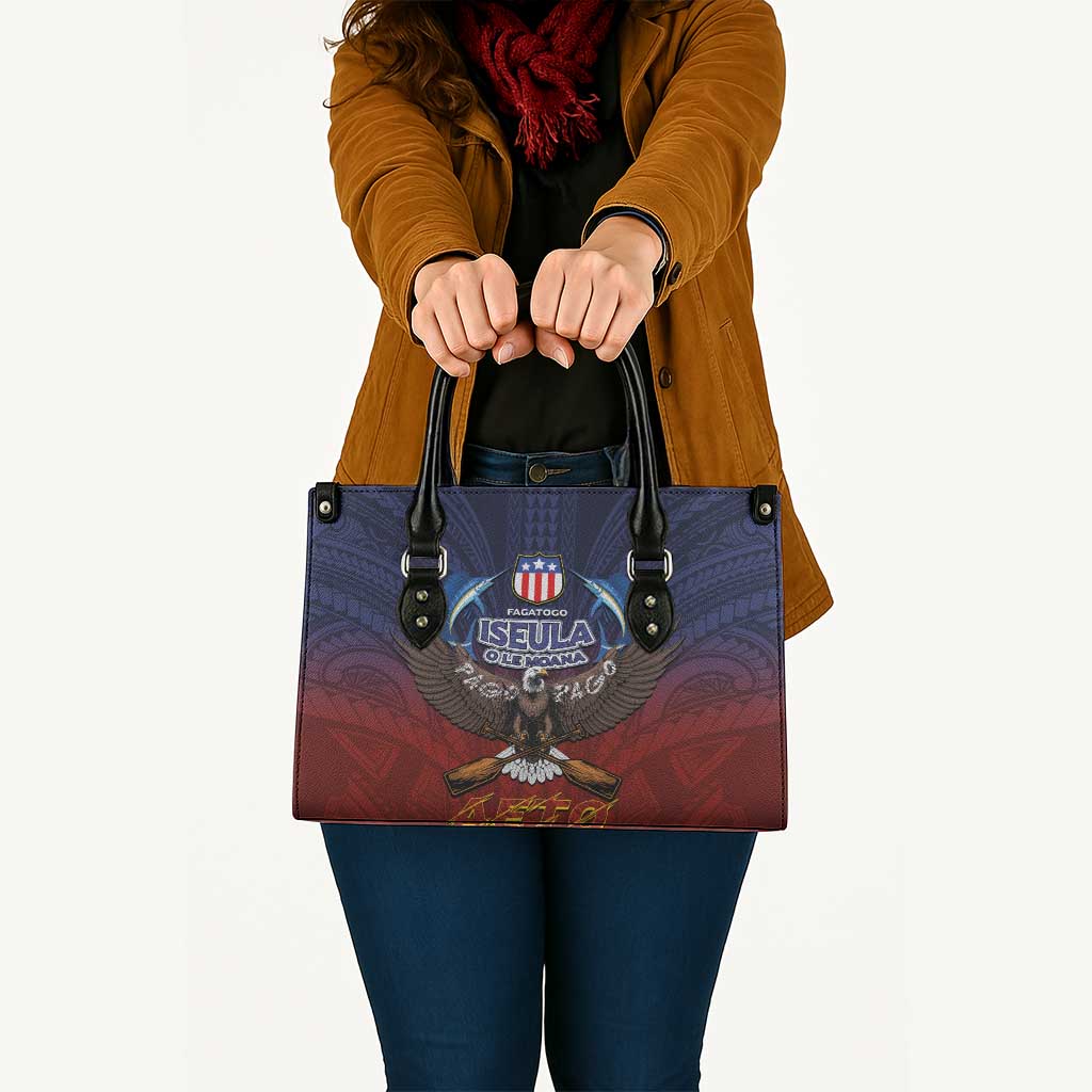 American Samoa Fautasi Leather Bag Pago Pago Aeto and Iseula o le Moana of Fagatogo Red-Blue - Polynesian Pride