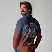 American Samoa Fautasi Long Sleeve Polo Shirt Pago Pago Aeto and Iseula o le Moana of Fagatogo Red-Blue - Polynesian Pride