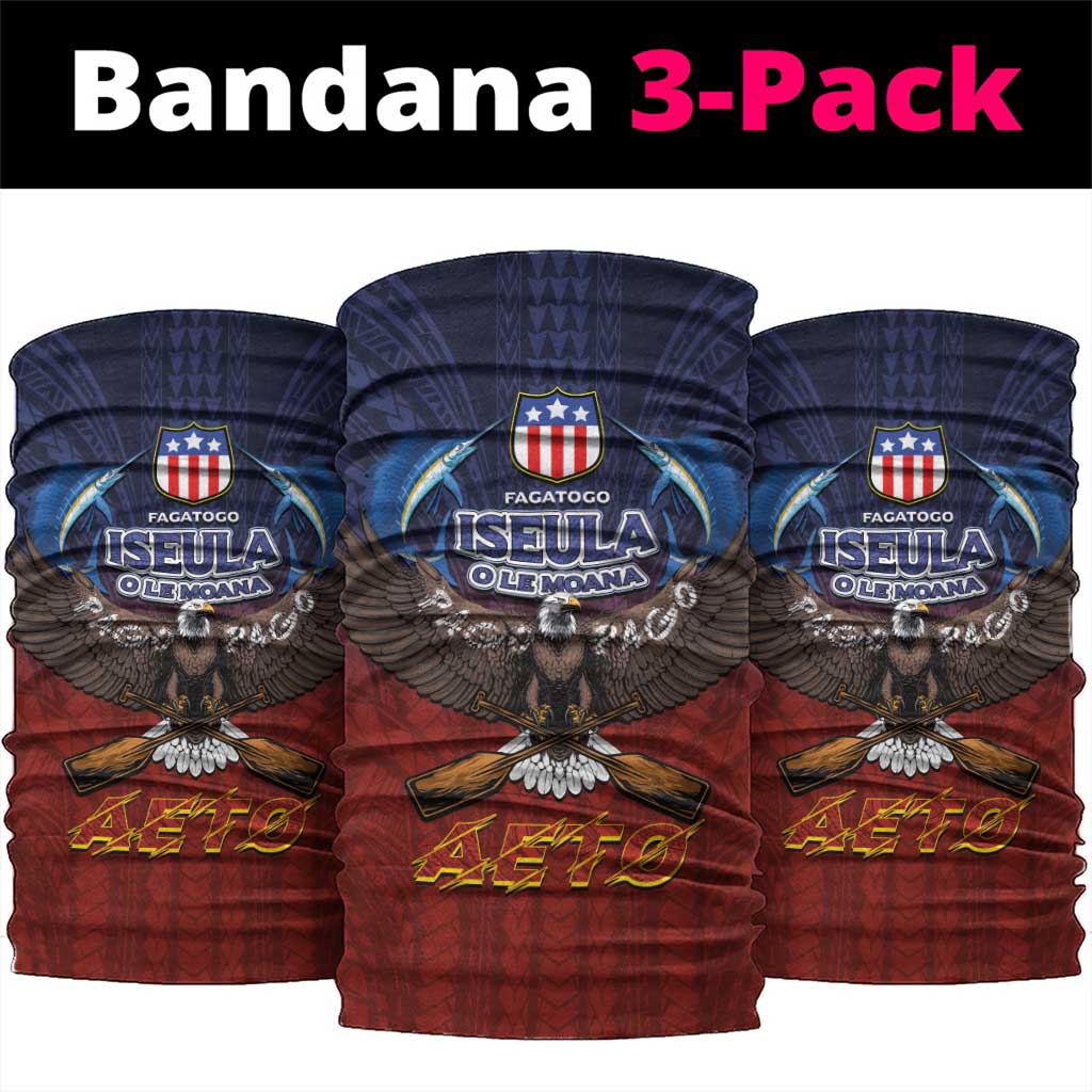 American Samoa Fautasi Neck Gaiter Pago Pago Aeto and Iseula o le Moana of Fagatogo Red-Blue - Polynesian Pride