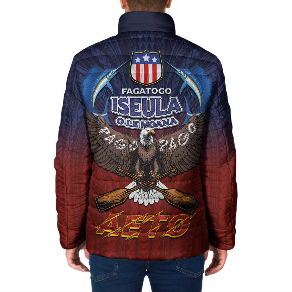 American Samoa Fautasi Padded Jacket Pago Pago Aeto and Iseula o le Moana of Fagatogo Red-Blue - Polynesian Pride