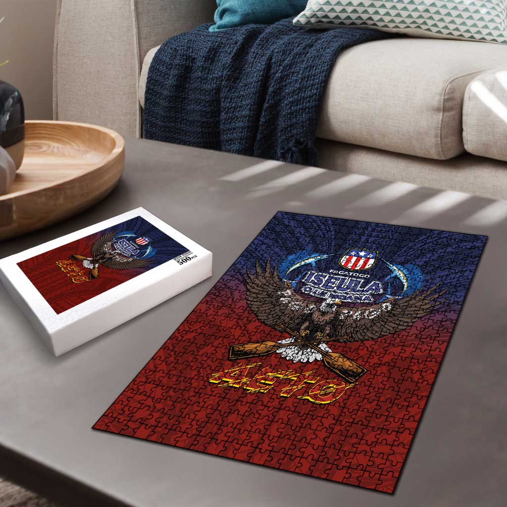 American Samoa Fautasi Puzzle Pago Pago Aeto and Iseula o le Moana of Fagatogo Red-Blue - Polynesian Pride