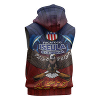 American Samoa Fautasi Sleeveless Zip Hoodie Pago Pago Aeto and Iseula o le Moana of Fagatogo Red-Blue - Polynesian Pride