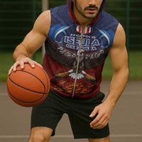 American Samoa Fautasi Sleeveless Zip Hoodie Pago Pago Aeto and Iseula o le Moana of Fagatogo Red-Blue - Polynesian Pride