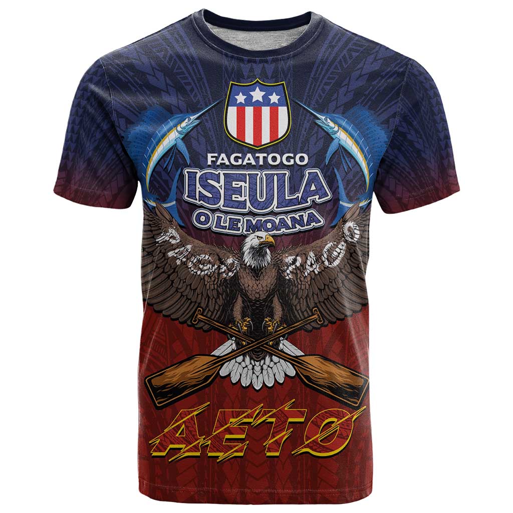 American Samoa Fautasi T Shirt Pago Pago Aeto and Iseula o le Moana of Fagatogo Red-Blue - Polynesian Pride