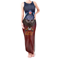 American Samoa Fautasi Tank Maxi Dress Pago Pago Aeto and Iseula o le Moana of Fagatogo Red-Blue - Polynesian Pride